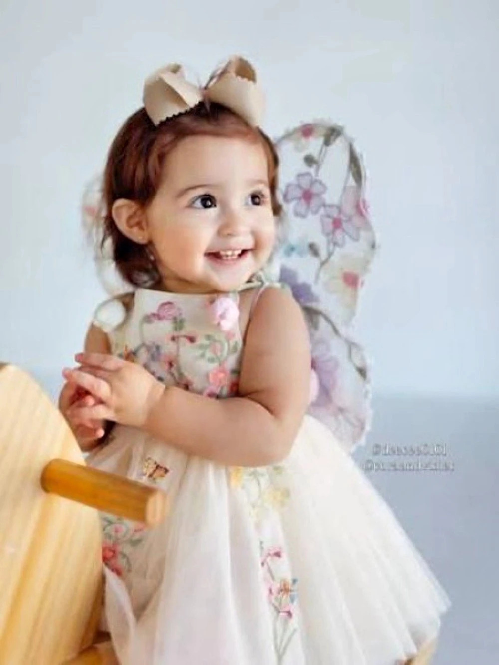 Nannette Baby Floral Tulle Dress in White & Pink Baby 12M